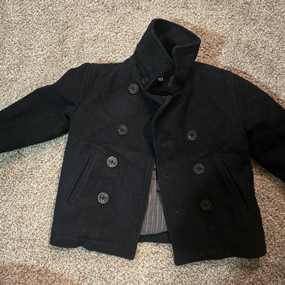 Black Peacoat with Button Details